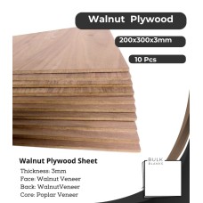 Bulk Blanks- Walnut Plywood 3mm Sheets 200x300mm for Laser Engraving and Cutting 10 pcs