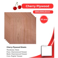 Cherry Plywood 3mm Sheets 300x300mm for Laser Engraving and Cutting 30 pcs