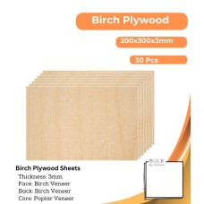 Bulk Blanks- Birch Plywood 3mm Sheets 200x300 for Laser Engraving and Cutting 30 Pcs