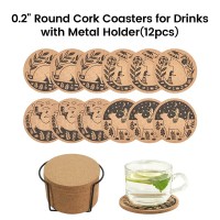 5mm Round Cork Coasters (12pcs) with Stand