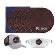 Brown to Silver Laserable Leatherette Round Patch (10pcs)