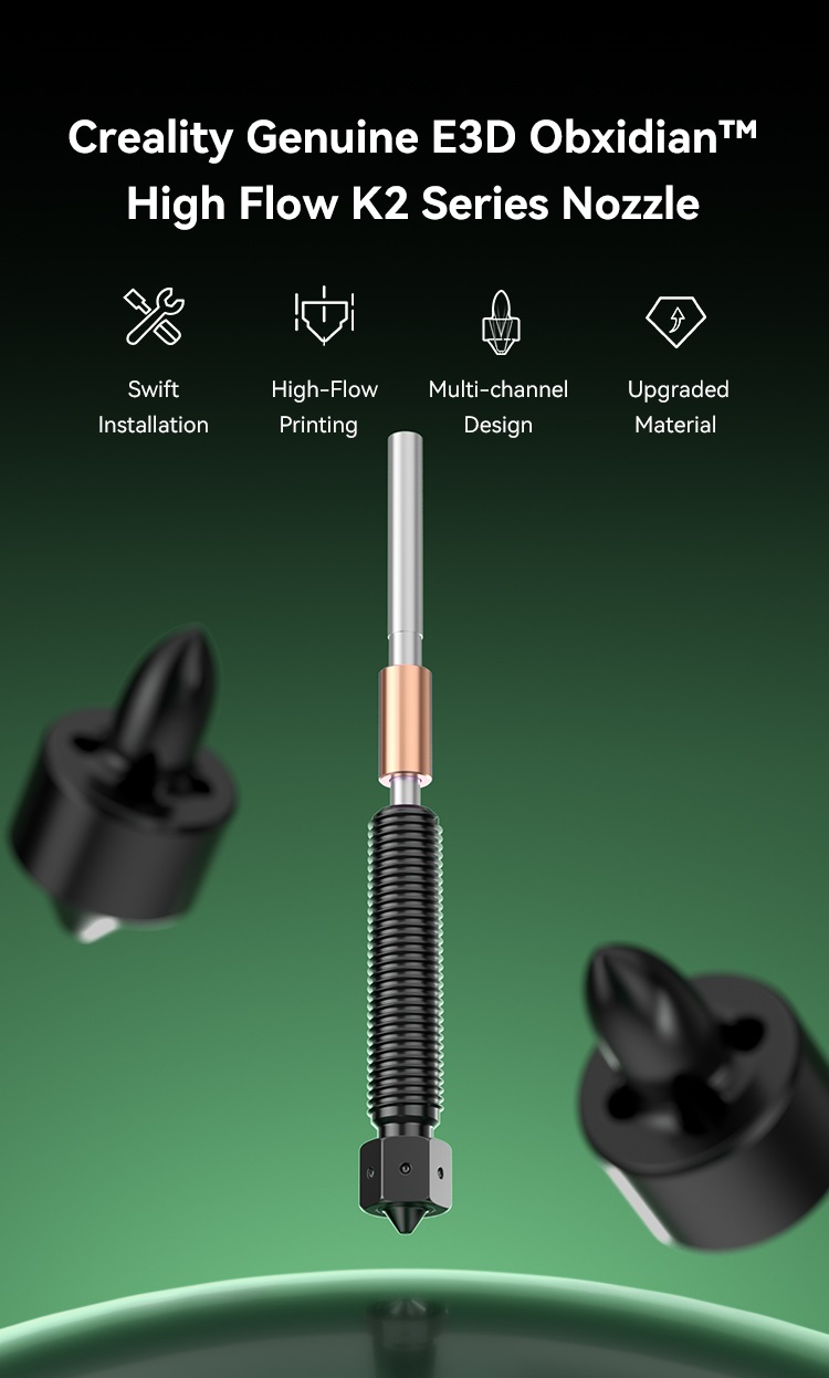 Creality Genuine E3D Obxidian High Flow Nozzle Assembly 0.4mm-K2 Series